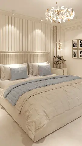 Beige Upholstered Double Bed with Headboard and Bedding (Ready to Use)