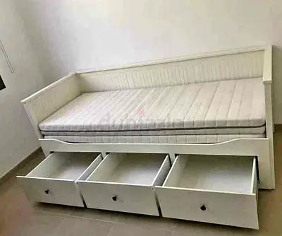 IKEA Hamnes Day bed with 3 storage drawers and with 2 IKEA mattresses