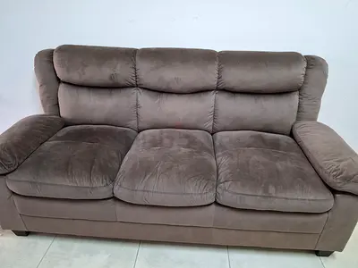 Comfortable 3-Seater Plush Sofa - Brown