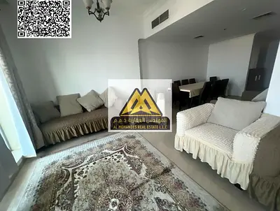 A spacious 3-bedroom apartment with a living room for annual rent in Industrial Area 1 – Ajman, featuring a maid’s room and a balcony with an open vie