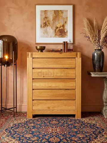 Small 5-drawer chest from the Nature Collection, made of solid oak with an oak finish