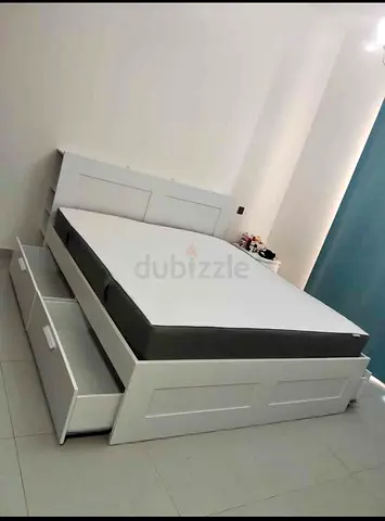 IKEA brimness queen size bed with 4 storage drawers underneath and with IKEA mattress