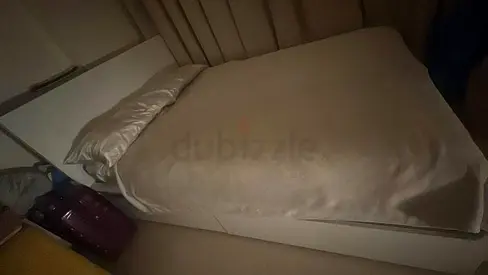 Queen size white Ikea bed frame with headboard 150x200 - excellent condition