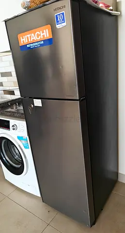 Hitachi 2-Door Refrigerator - Grey Stainless Finish-MUST GO