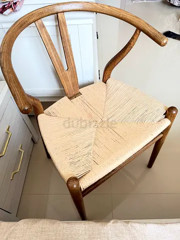 Solid Wood Dining Chair with Woven Seat -Single Piece