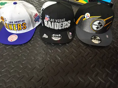 Three Branded Snapback Caps: Lakers, Raiders, Steelers - Brand New