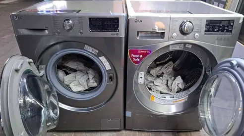 LG Front Load 10kg  Washer and 9kg Dryer Pair - Silver, Good Condition