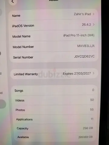 Ipad pro 11 inch M4 256GB