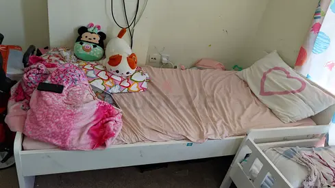 Single white bed with mattress - good used condition, quantity 2, price 100 each