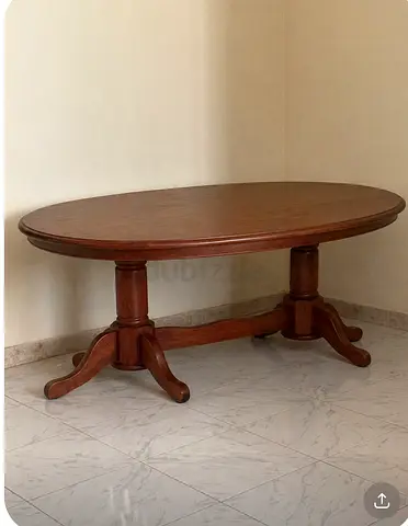 Solid Wood Oval Dining Table - Double Pedestal, Seats 6