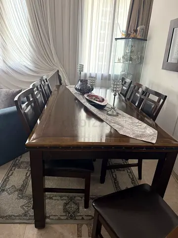 Solid Wood Dining Table with 6 Chairs - Good Condition
