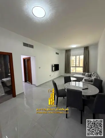 🏡 أفخم  وارقى شقة اول ساكن غرفتين وصالة للإيجار الشهري في الراشدية 2✨ 🔹 مفروشة بالكامل – شامل الفواتير والإنترنت – موقع مميز مقابل قصر الحاكم وبجانب