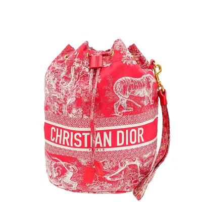 Authentic Christian Dior Fuchsia Toile De Jouy Dior Travel Pouch