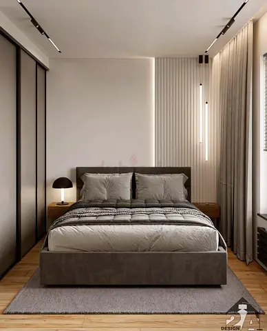 Modern Grey Upholstered Bedframe with Headboard Queen