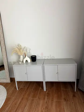 Pair of light grey Minimalist Storage Cabinets with Legs - excellent Condition