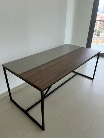 Modern rectangular 180 cm wooden table with metal legs - excellent  condition for free