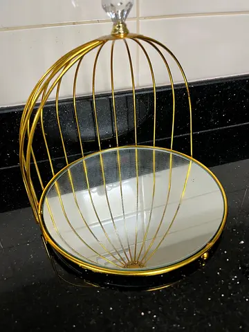Gold Decorative Tabletop Mirror (Birdcage Style) - Good Condition
