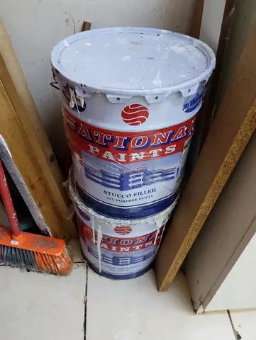 National Paints Putty and White Paint Buckets