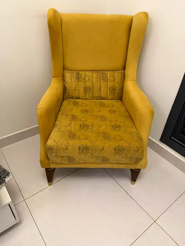 Mustard Yellow Wingback Accent Chair - Good Condition