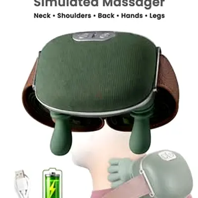 Compact  Neck and Back Massager with Heat - Portable, USB Rechargeable