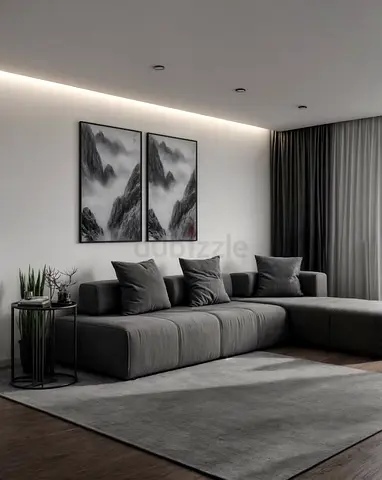 Modern Grey L-Shaped Fabric Sofa with Corner Chaise