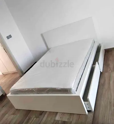 Malam double size bed 140/200cm bed with 2 storage drawers underneath and Ikea mattress