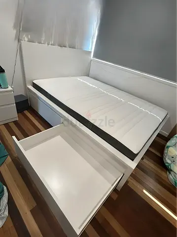 Ikea malm king storage bed with ikea mattress 180*200