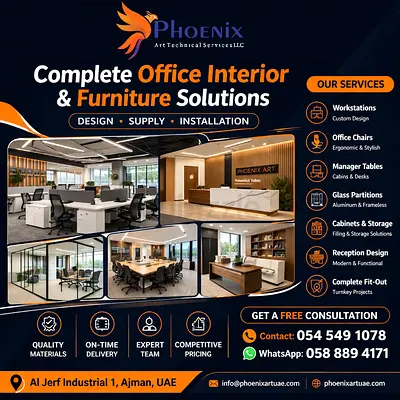 Complete Office Interior  Furniture Solutions - Design, Supply, Installation (Ajman)