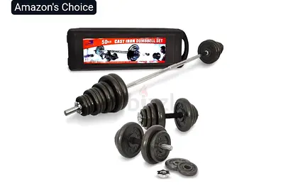Adjustable Cast Iron Dumbbell and Barbell Set with Case (50kg)