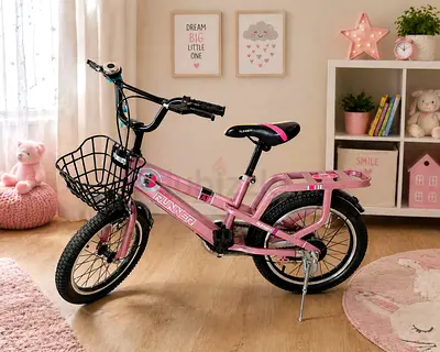 Pink Kids Bicycle with Basket and Rear Rack - Good Condition