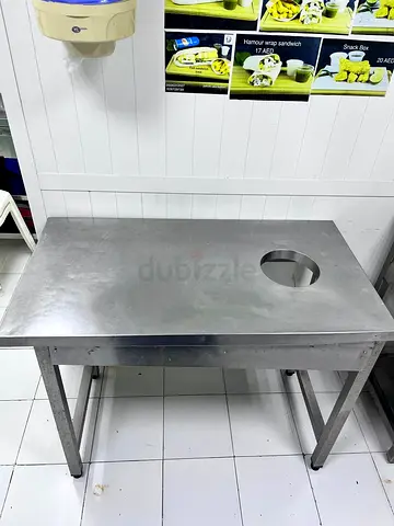Stainless Steel Commercial Prep Table with Built-in Waste Hole - Good Condition