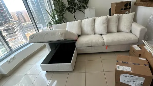 Ikea vimle  L shape sofa bed Beige Light Beige L-Shaped Storage Sofa - 3 Seater with Ottoman Storage