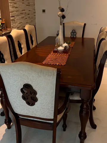 OFFER! 100% Large Solid Wooden Dining Table 8 Seater | Classic Chair Design |Aesthetic Dining Table