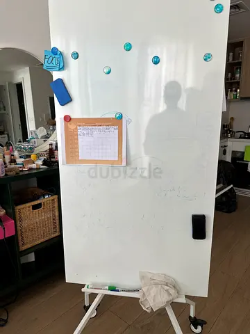 Freestanding White board and  Notice board / Pin Board with White Frame - movable - Good Condition