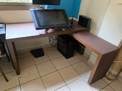 Ikea L-shaped wooden office desk — Excellent condition