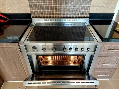 Smeg latest model full electric ceramic 5 hobs stove oven fan cooking range 90x60 by ika