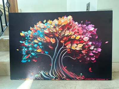Colorful Abstract Tree Canvas Painting - Large Wall Art