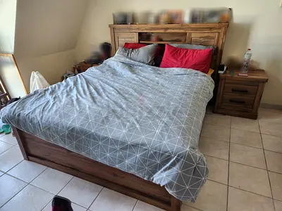 Pan Emirates Queen Bed – wooden frame with new mattress