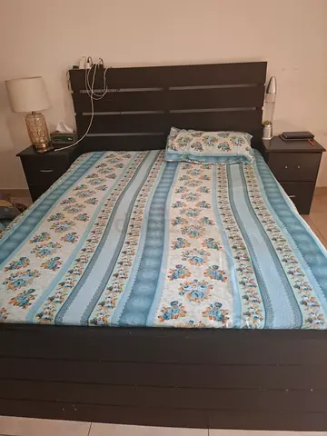 Queen size bed without  mattress And sofa 2+1