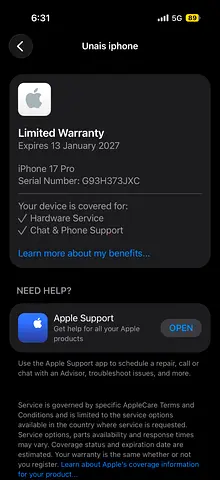I phone 17 pro silver 256 GB open box last price 3800