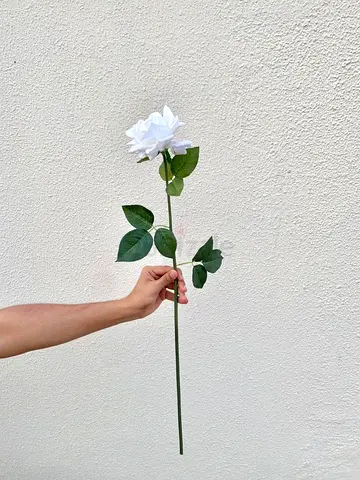 Single Artificial White Rose - Long Stem Decorative Flower