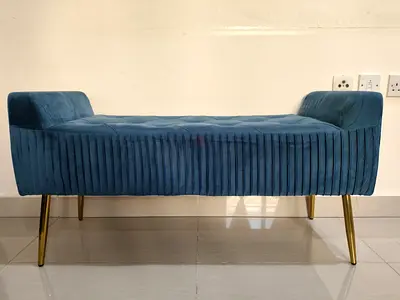 Blue Bench with Gold Legs