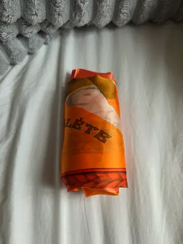 Lightweight Orange Printed Silk Scarf In Perfect Condition. AED 690 Only.