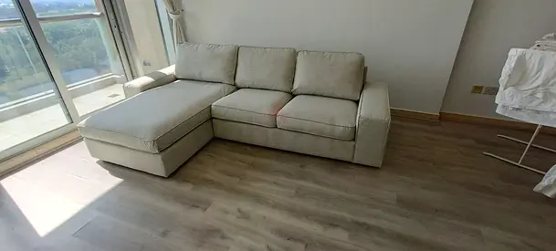 Ikea kivik L shape sofa beige ExcelleLight Beige L-shaped 3-Seater Sofa with Chaise — Good Condition