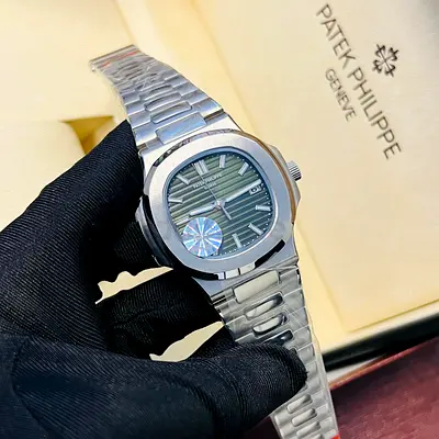 Patek Philippe Nautilus Style Stainless Steel Mens Watch - Green Dial
