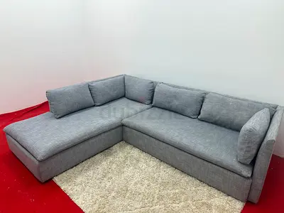 As perfect condition pottery barn grey color lshape sofa