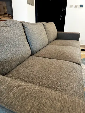 Comfortable 3-Seater Grey Fabric Sofa – Good Condition