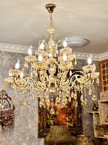 Elegant XLarge Crystal Chandelier - Ornate Gold Finish, x2