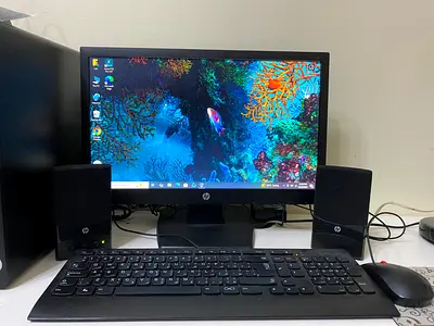 HP Desktop Setup with Monitor, Keyboard, Mouse and Speakers - Ready to Use