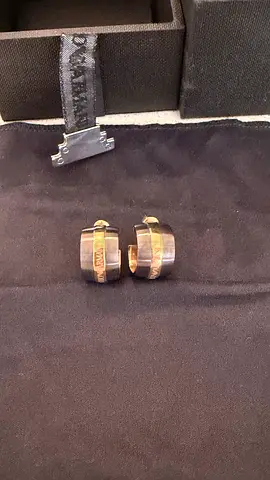 Emporio Armani Pair of Stainless Steel Hoop Earrings (Gold/Silver Tone) - Preowned